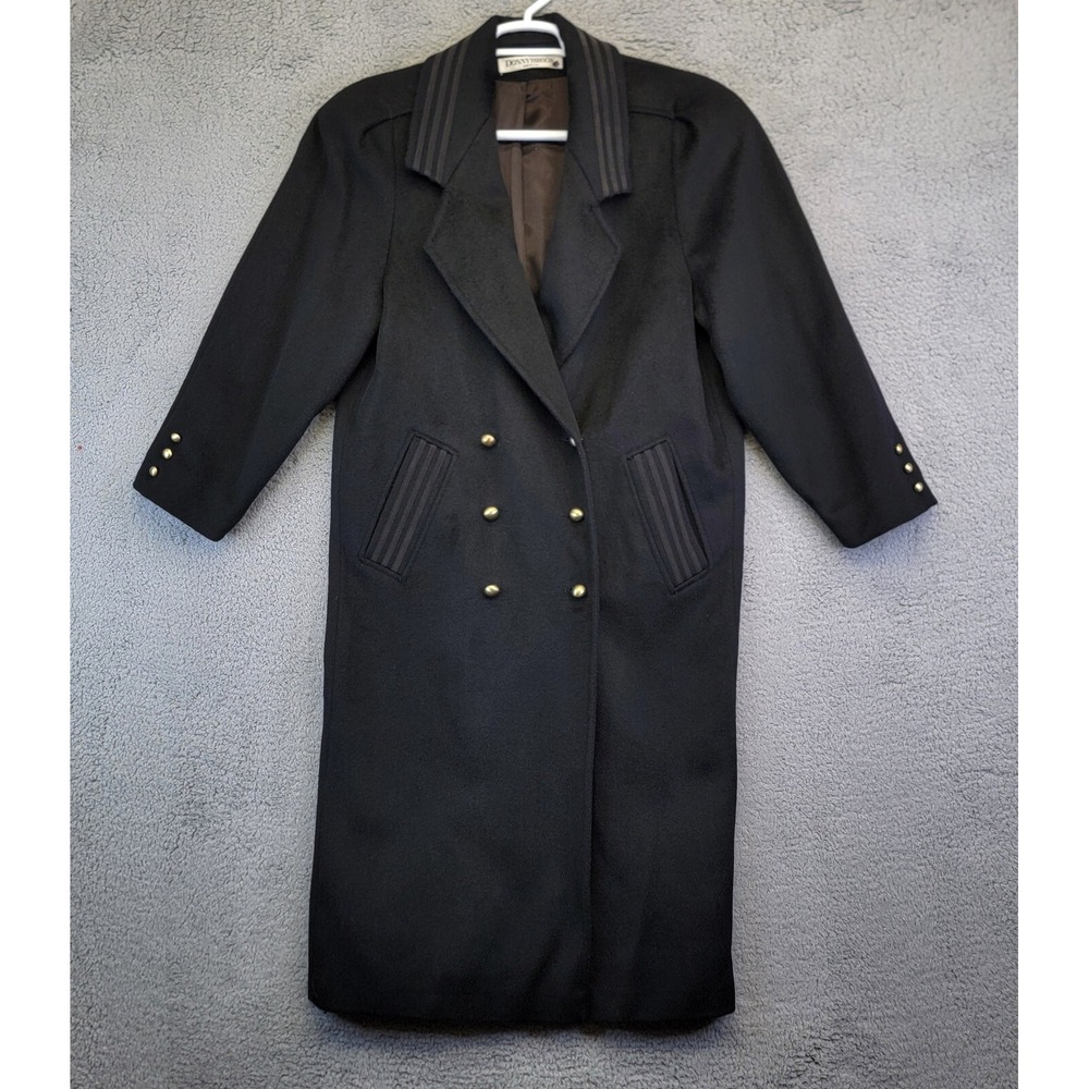 Donnybrook Wool Coat Womens 10‎ P Black Old Money Quiet Luxury Trench Coat